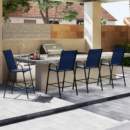 Outdoor Bar Stools Set of 2 29 Inch Fabric Bar Height Stools with Armrests, Navy Patio Bar Furniture at Gallery Canada