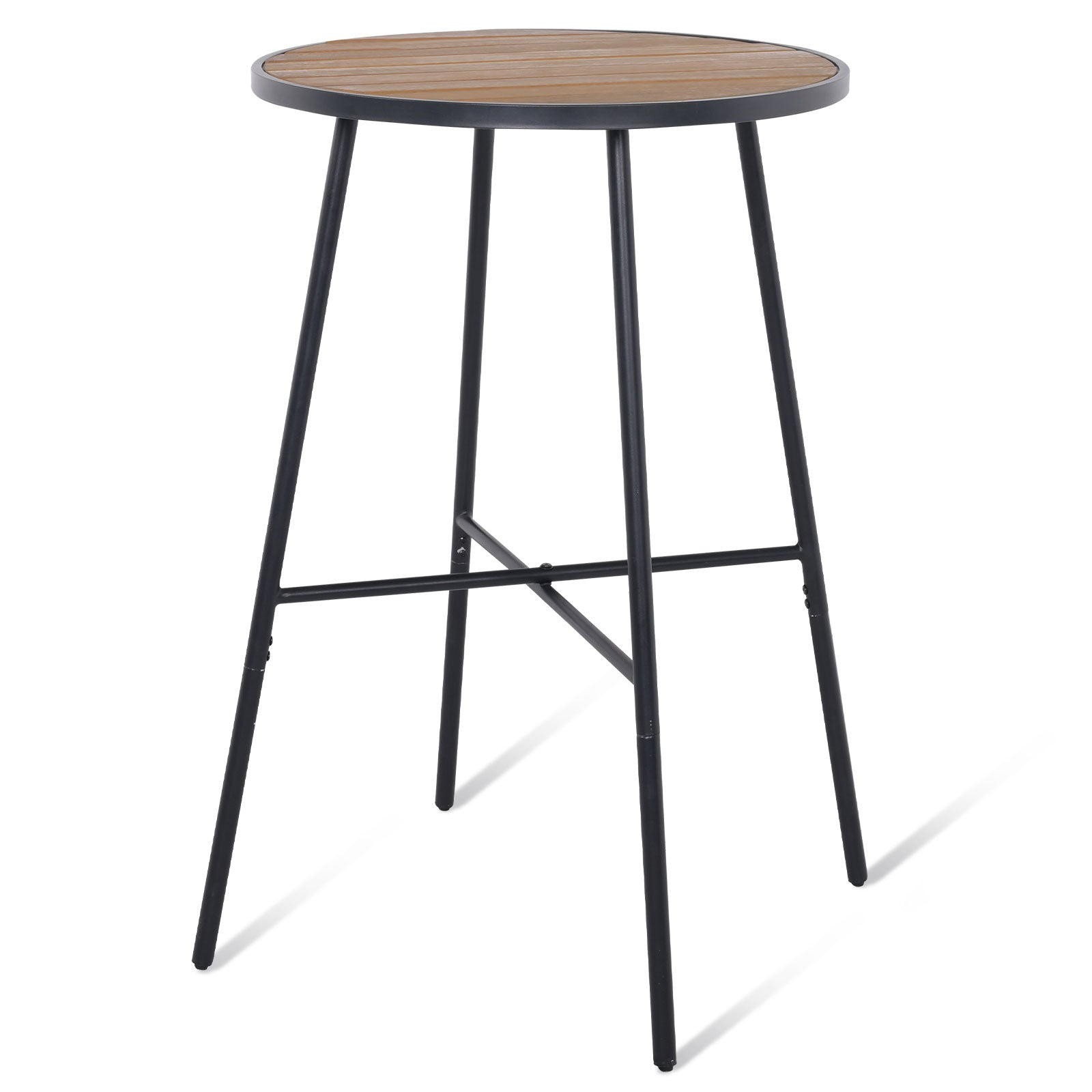 Outdoor Bar Table 41 inch Bar Height Patio Round Table with Acacia Wood Top and Metal Frame Patio Bar Furniture Options at Gallery Canada