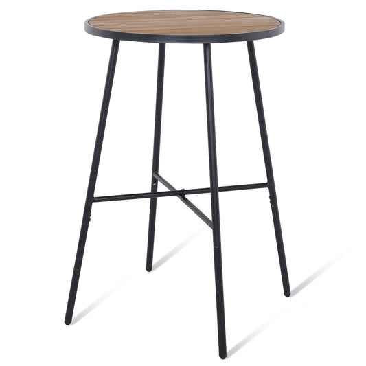 Outdoor Bar Table 41 inch Bar Height Patio Round Table with Acacia Wood Top and Metal Frame Patio Bar Furniture Options at Gallery Canada