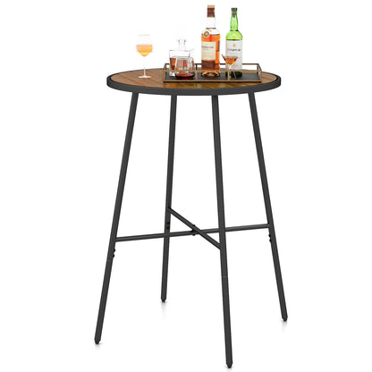 Outdoor Bar Table 41 inch Bar Height Patio Round Table with Acacia Wood Top and Metal Frame Patio Bar Furniture at Gallery Canada