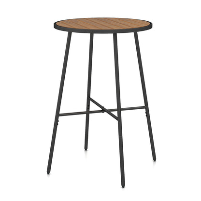 Outdoor Bar Table 41 inch Bar Height Patio Round Table with Acacia Wood Top and Metal Frame Patio Bar Furniture at Gallery Canada