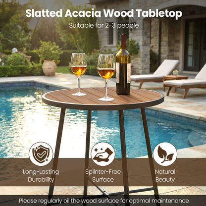 Outdoor Bar Table 41 inch Bar Height Patio Round Table with Acacia Wood Top and Metal Frame Patio Bar Furniture at Gallery Canada