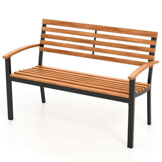 Acacia Wood Outdoor Bench Loveseat, With Backrest Armrests Outdoor Benches Options at Gallery Canada