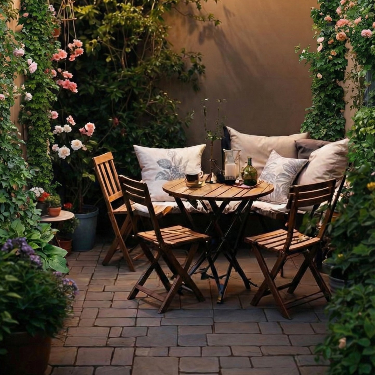 Outdoor Bistro Set, Slatted Seat And Tabletop Patio Dining Sets at Gallery Canada
