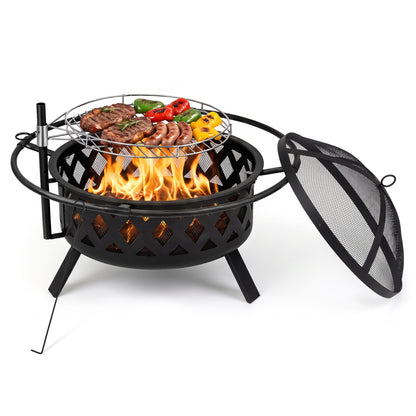 Foyer avec grille de cuisson réglable, 30 pouces, noir