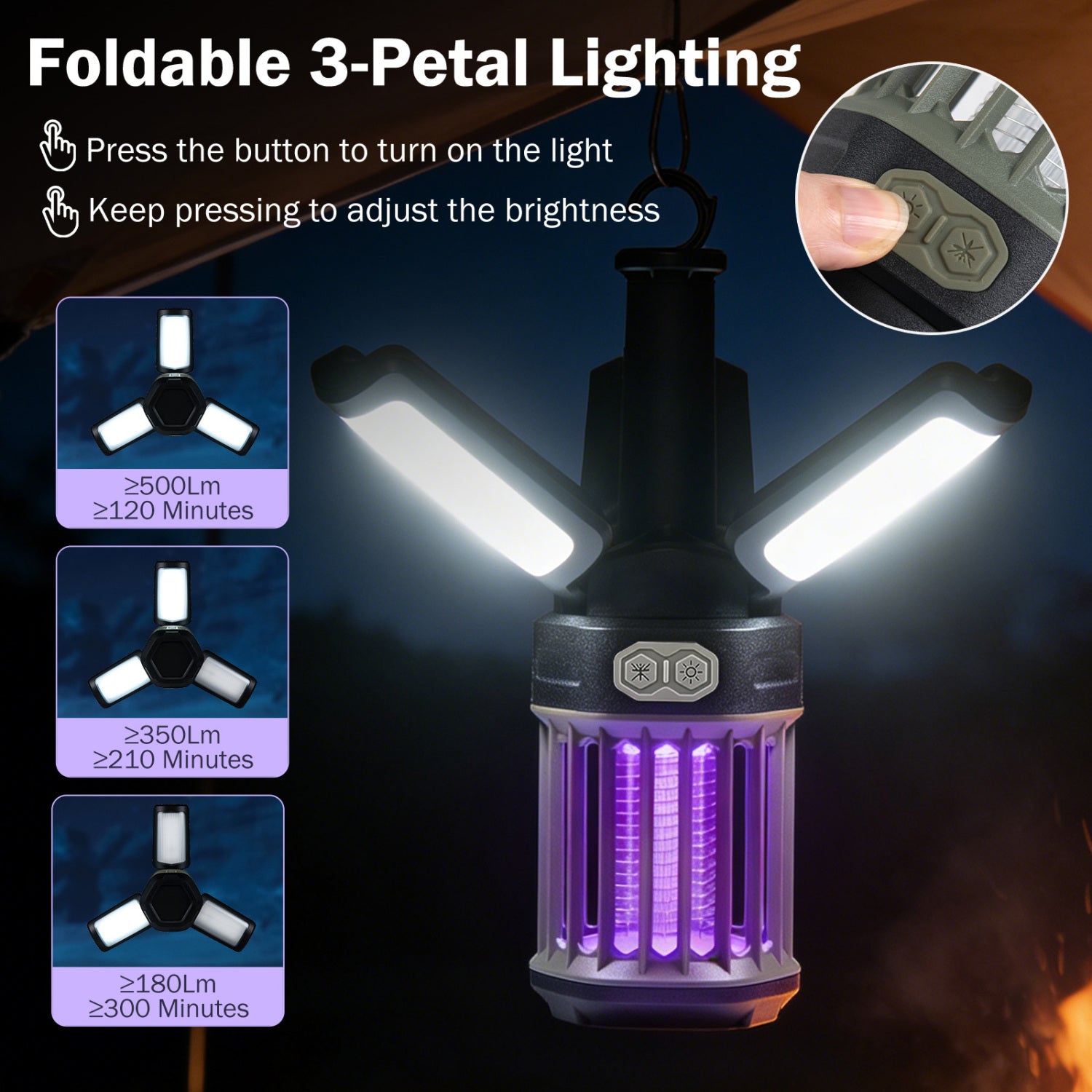 Outdoor Bug Zapper, Foldable Camping Lantern, USB-C Rechargeable Camping at Gallery Canada