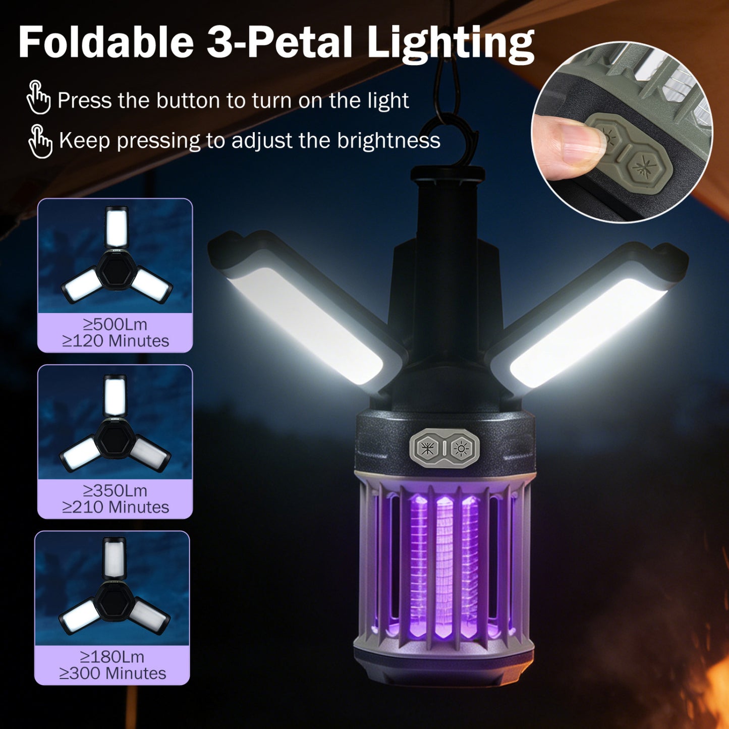 Outdoor Bug Zapper, Foldable Camping Lantern, USB-C Rechargeable Camping at Gallery Canada