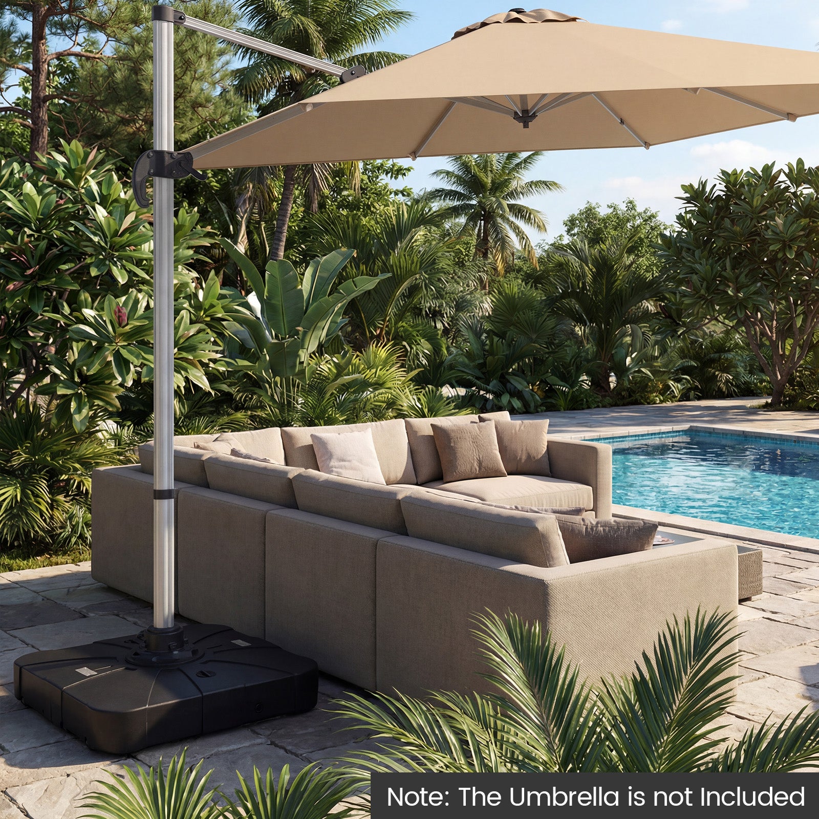Outdoor Cantilever Umbrella Base Square Water and Sand Fillable Base-34 Inches, Black Outdoor Umbrella Bases at Gallery Canada