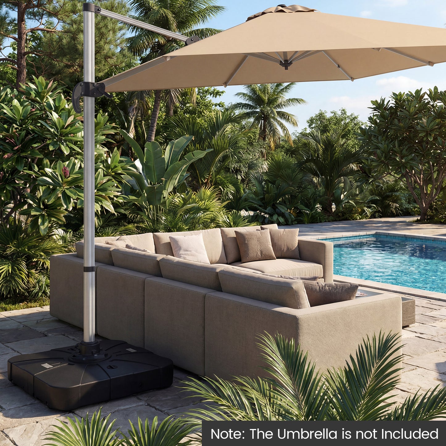 Outdoor Cantilever Umbrella Base Square Water and Sand Fillable Base-34 Inches, Black Outdoor Umbrella Bases at Gallery Canada