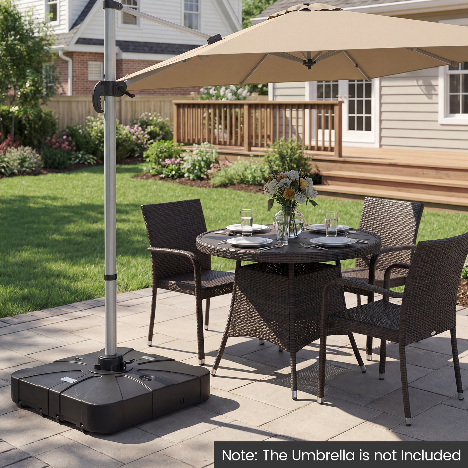 Outdoor Cantilever Umbrella Base Square Water and Sand Fillable Base-34 Inches, Black Outdoor Umbrella Bases at Gallery Canada