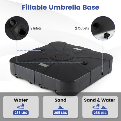 Outdoor Cantilever Umbrella Base Square Water and Sand Fillable Base-34 Inches, Black Outdoor Umbrella Bases at Gallery Canada
