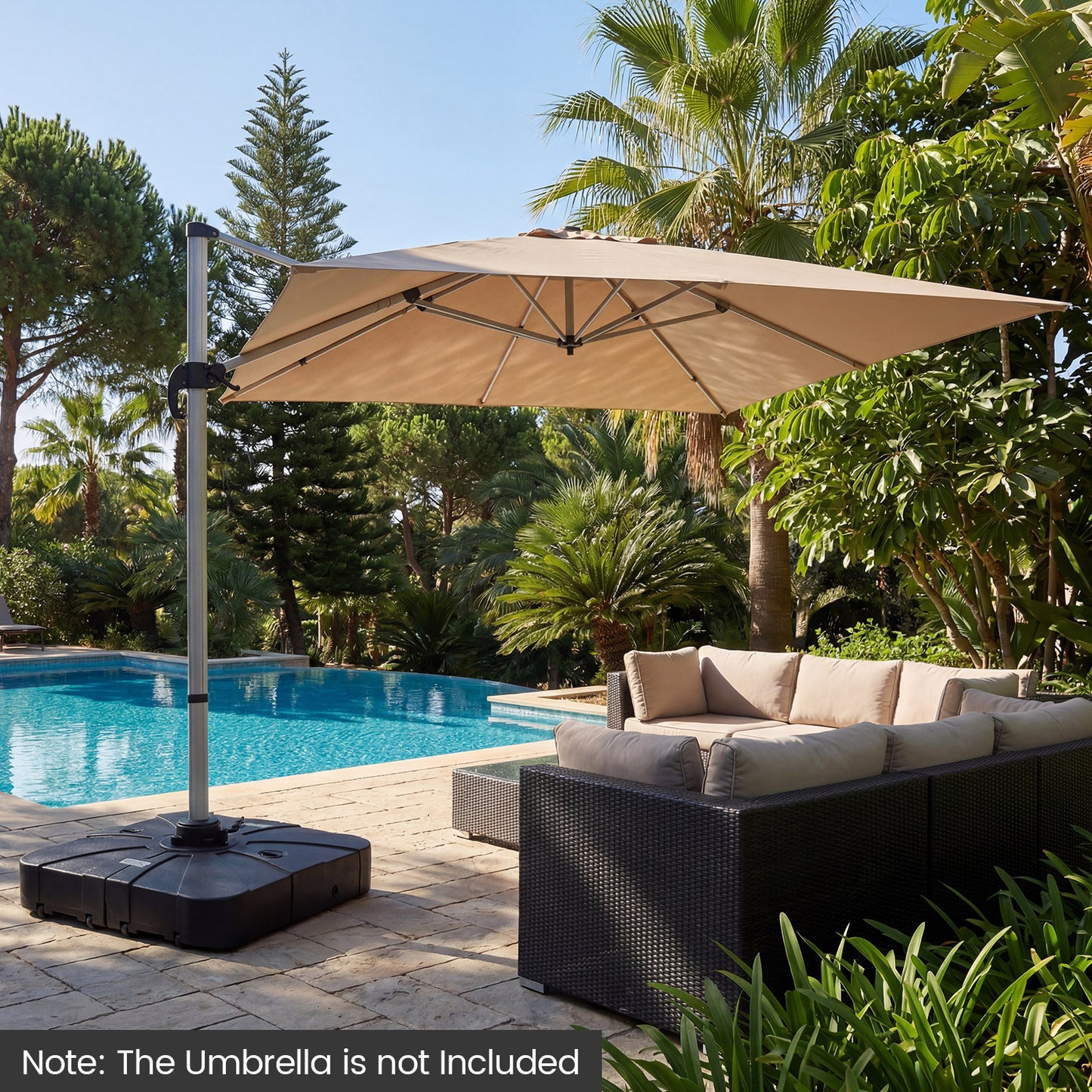 Outdoor Cantilever Umbrella Base Square Water and Sand Fillable Base-35 Inches, Black Outdoor Umbrella Bases at Gallery Canada