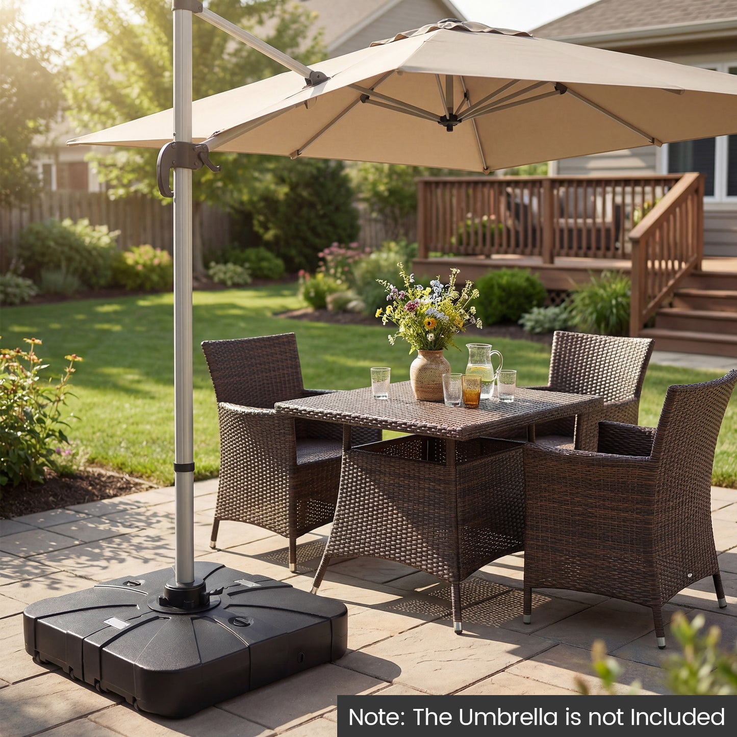 Outdoor Cantilever Umbrella Base Square Water and Sand Fillable Base-35 Inches, Black Outdoor Umbrella Bases at Gallery Canada