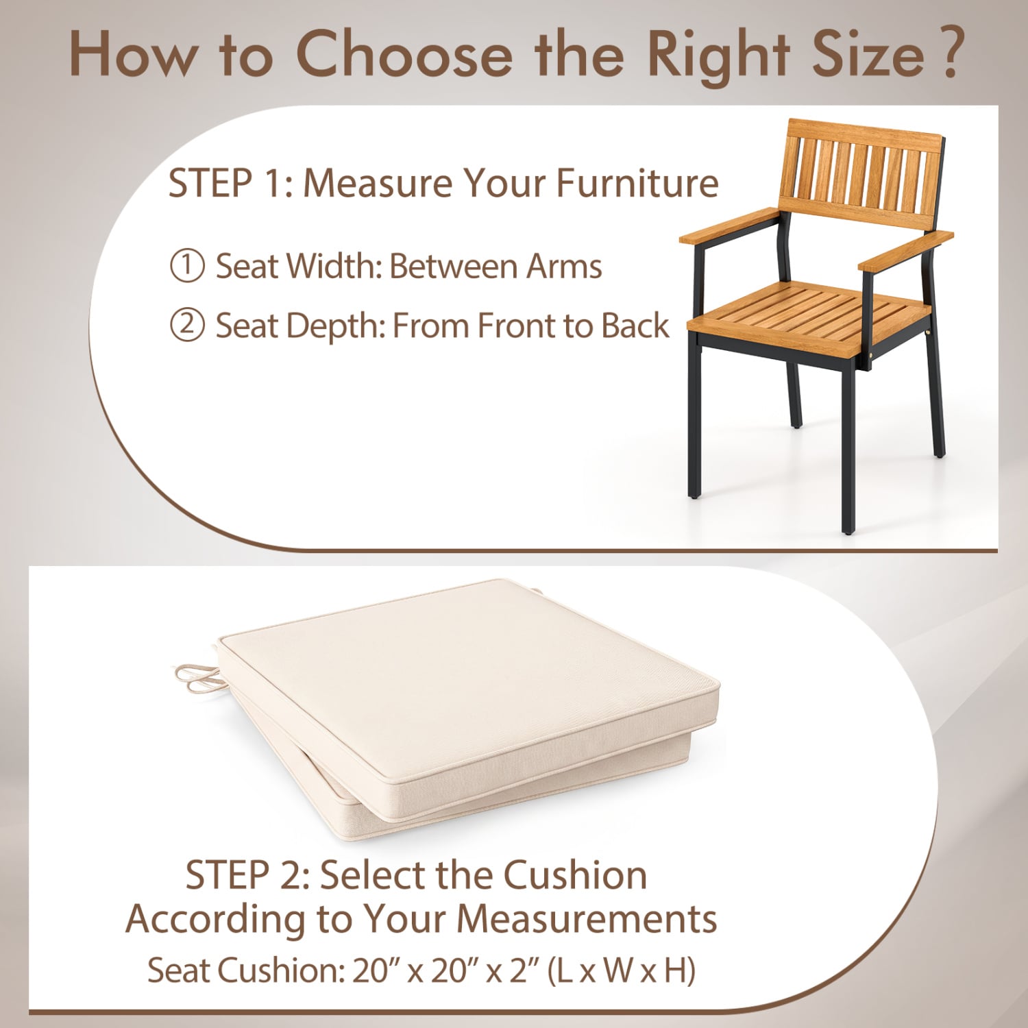 Outdoor Chair Cushions, Set of 4, Waterproof, Beige Outdoor Furniture Accessories at Gallery Canada