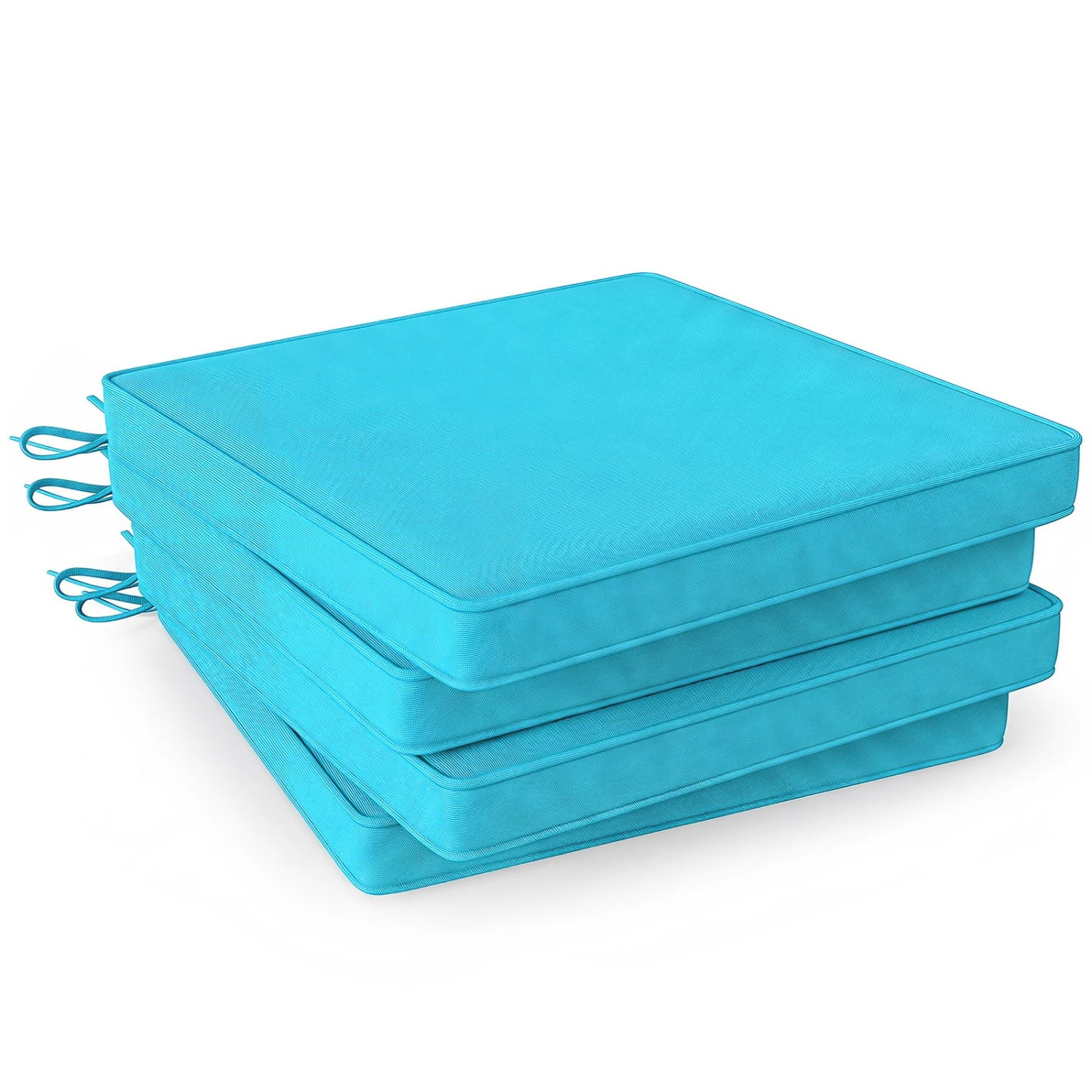 4-Piece Waterproof Olefin Outdoor Seat Cushions, Turquoise