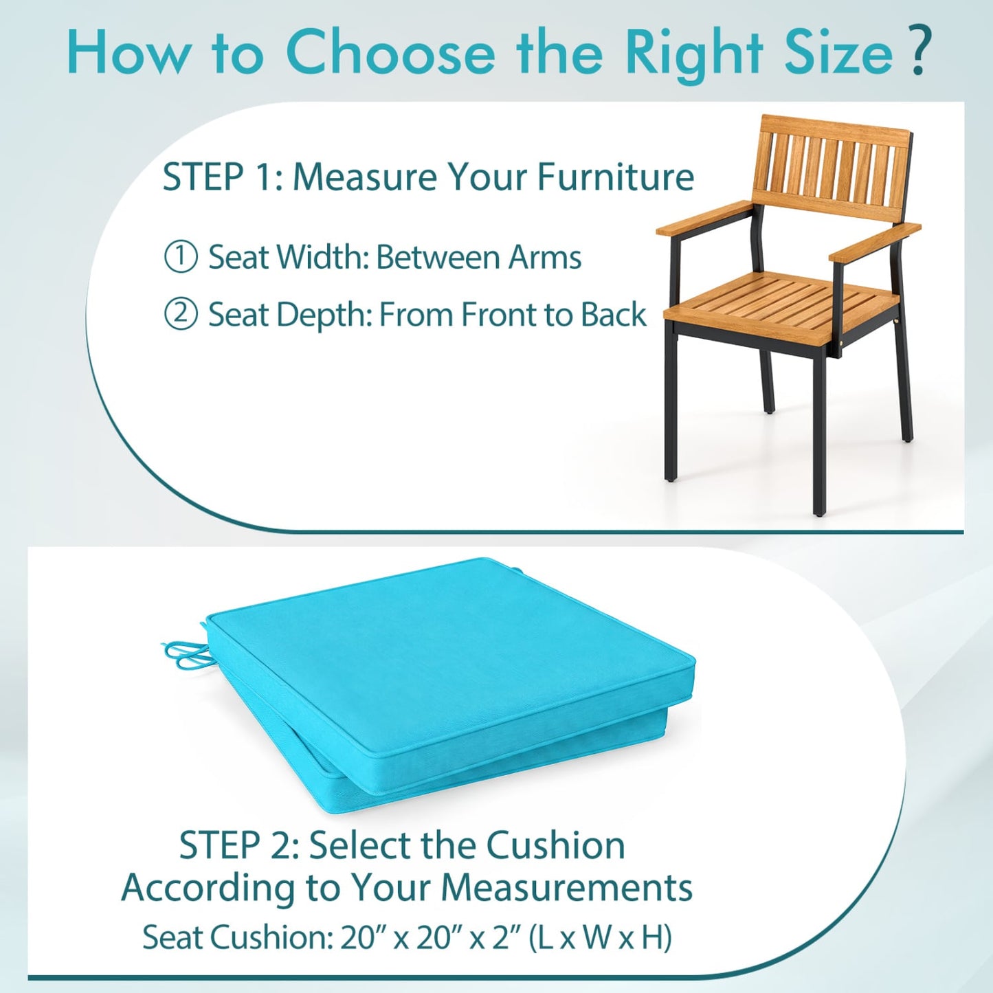 4-Piece Waterproof Olefin Outdoor Seat Cushions, Turquoise