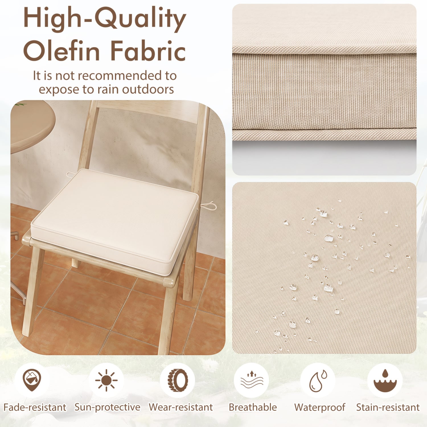 Waterproof Olefin Outdoor Seat Cushion Set, 6 Pc, Beige Outdoor Furniture Accessories at Gallery Canada