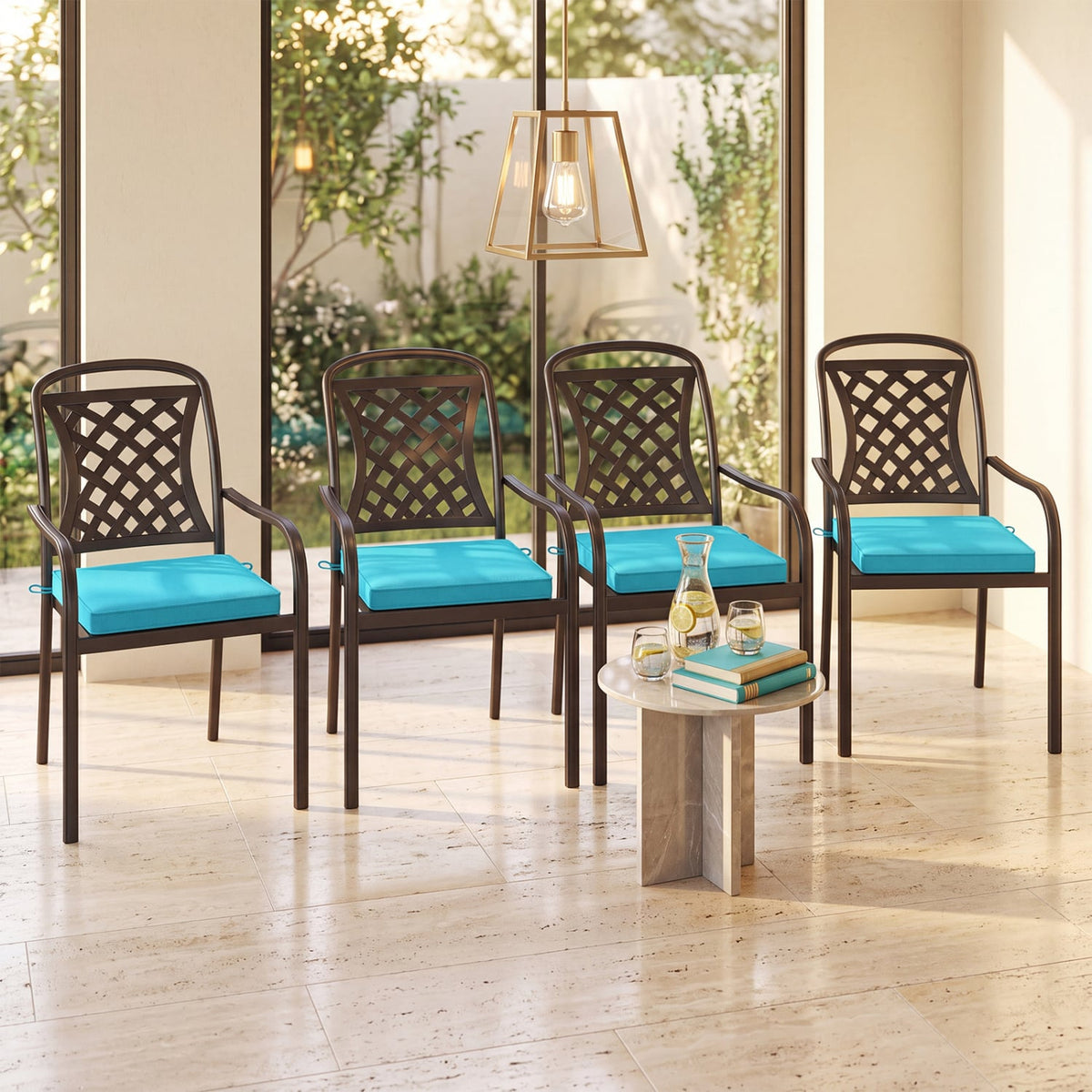 Waterproof Olefin Seat Cushions, Set of 6, Turquoise Outdoor Furniture Accessories at Gallery Canada