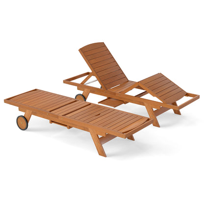 Outdoor Chaise Lounge Chair with Wheels 4-Position Patio Wood Recliner with Adjustable Backrest Outdoor Chaise Lounges at Gallery Canada