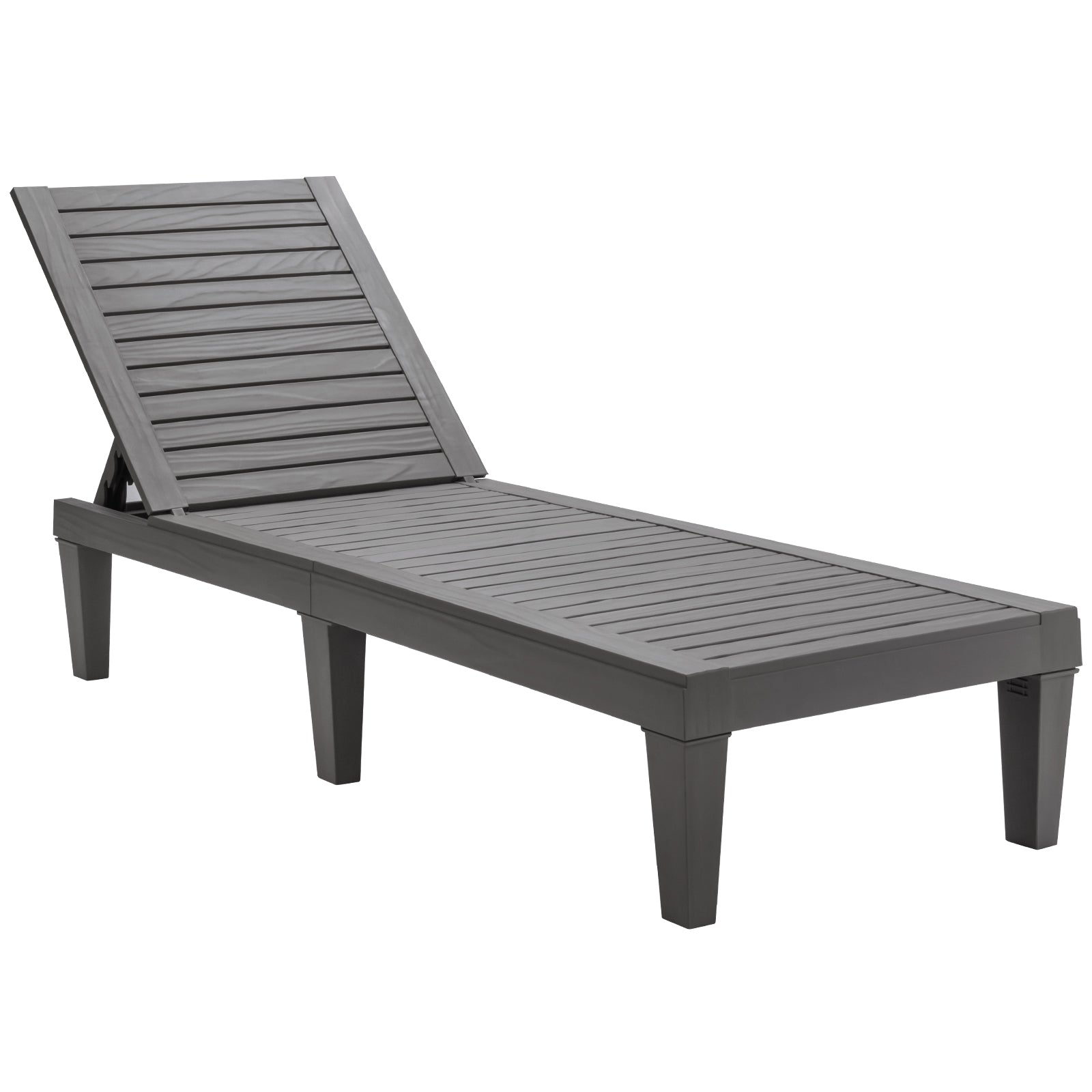 Outdoor Chaise Lounge Chair with 5 Positions Adjustable Backrest-Grey, Gray Outdoor Chaise Lounges at Gallery Canada