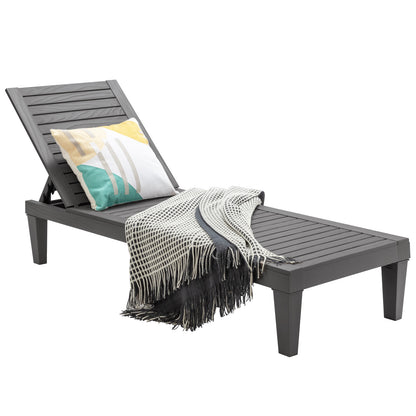 Outdoor Chaise Lounge Chair with 5 Positions Adjustable Backrest-Grey, Gray Outdoor Chaise Lounges at Gallery Canada