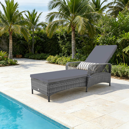 Outdoor Chaise Lounge Chair, 6-Level Backrest, Gray Outdoor Chaise Lounges at Gallery Canada