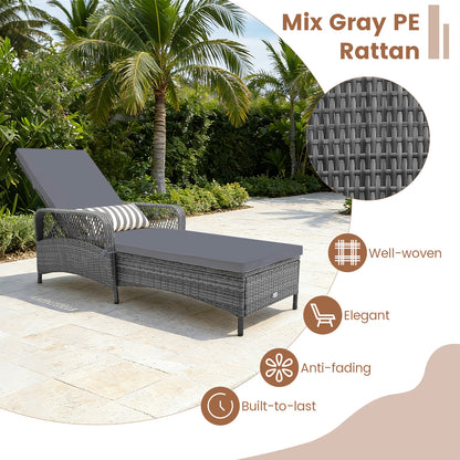 Outdoor Chaise Lounge Chair, 6-Level Backrest, Gray Outdoor Chaise Lounges at Gallery Canada