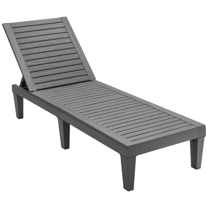 Outdoor Chaise Lounge Chair with 5 Positions Adjustable Backrest-Grey, Gray Outdoor Chaise Lounges at Gallery Canada