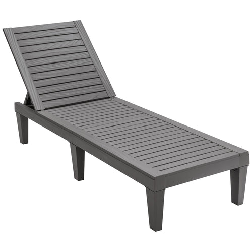 Outdoor Chaise Lounge Chair with 5 Positions Adjustable Backrest-Grey, Gray
