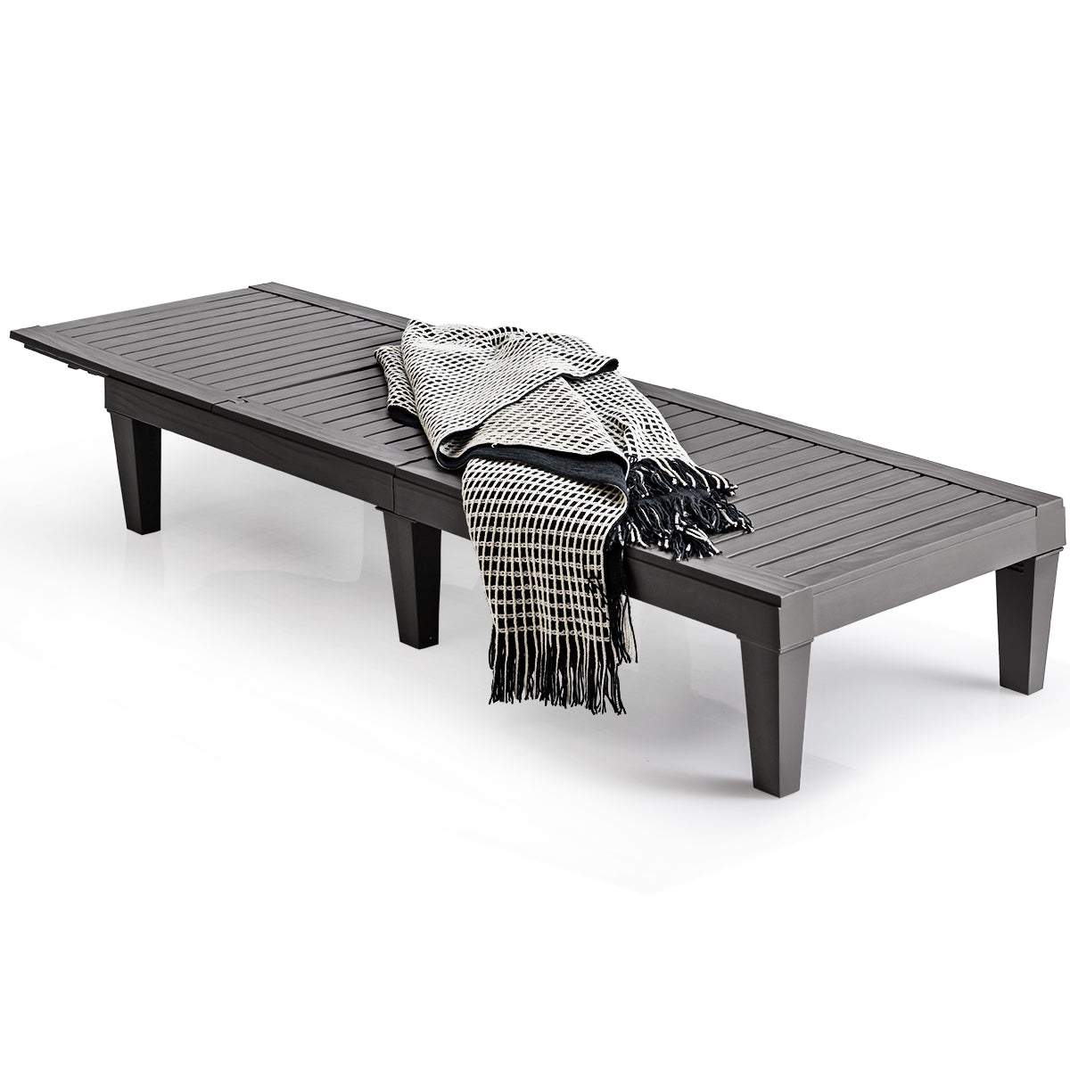 Outdoor Chaise Lounge Chair with 5 Positions Adjustable Backrest-Grey, Gray Outdoor Chaise Lounges at Gallery Canada