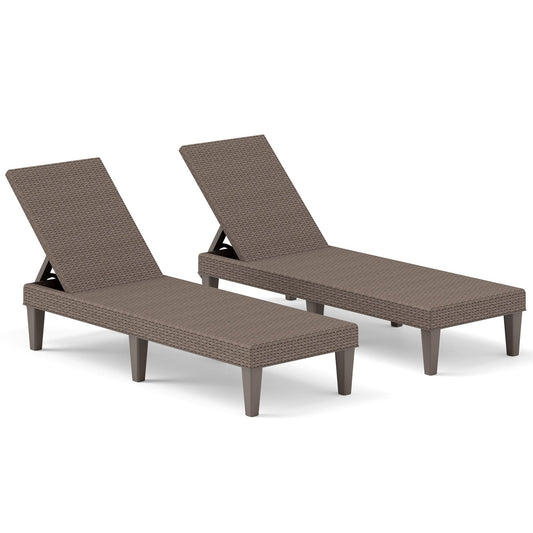 Outdoor Chaise Lounger Chair Set, Waterproof Rattan PP, Brown Outdoor Chaise Lounges Brown at Gallery Canada