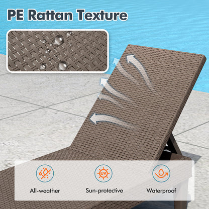 Outdoor Chaise Lounger Chair Set, Waterproof Rattan PP, Brown Outdoor Chaise Lounges at Gallery Canada