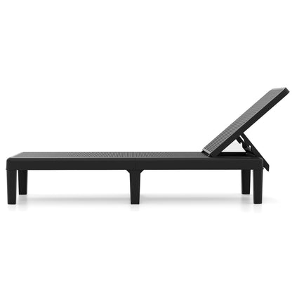 Outdoor Chaise Lounger Chair, Waterproof Rattan Textured PP, Set of 2, Black Outdoor Chaise Lounges at Gallery Canada