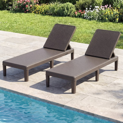 Outdoor Chaise Lounger Chair, 330 lbs Capacity, Brown Outdoor Chaise Lounges at Gallery Canada