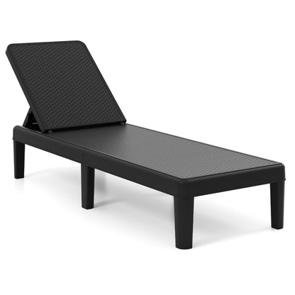 Outdoor Chaise Lounger Chair, Waterproof Rattan Textured PP, 330 lbs, Black Outdoor Chaise Lounges at Gallery Canada