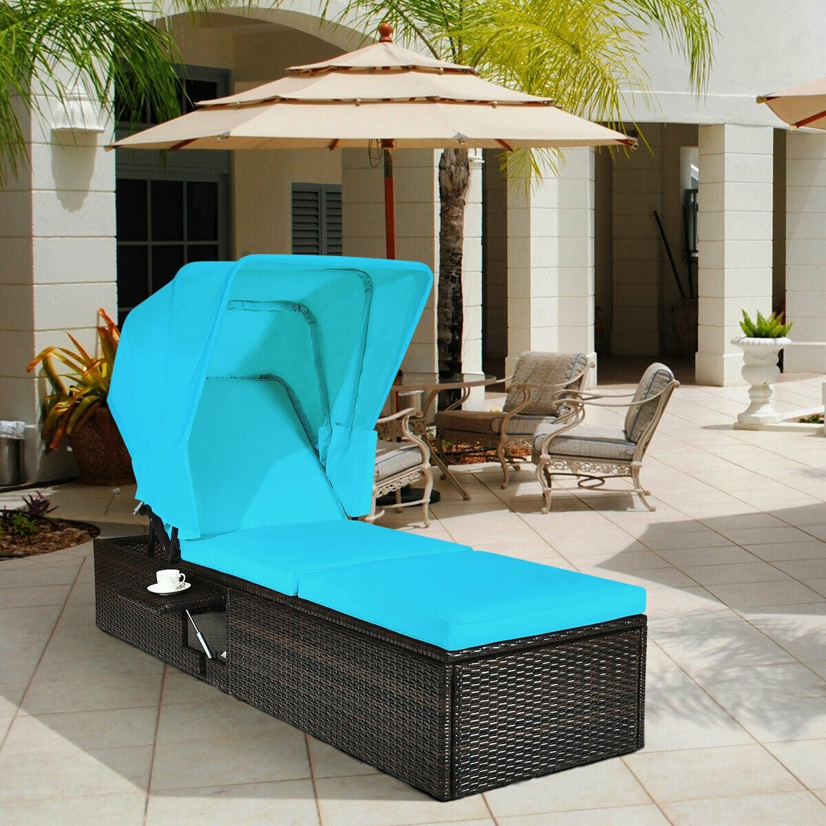 Outdoor Chaise Lounge Chair, Folding Canopy, Turquoise Outdoor Chaise Lounges at Gallery Canada