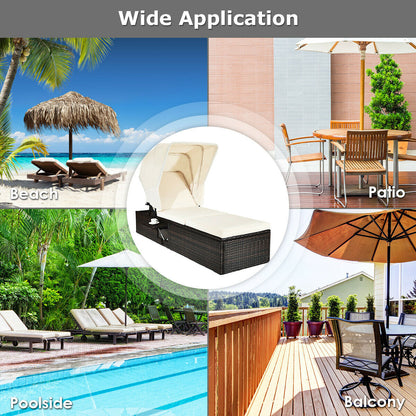 Outdoor Chaise Lounge Chair, Folding Canopy, White Outdoor Chaise Lounges at Gallery Canada