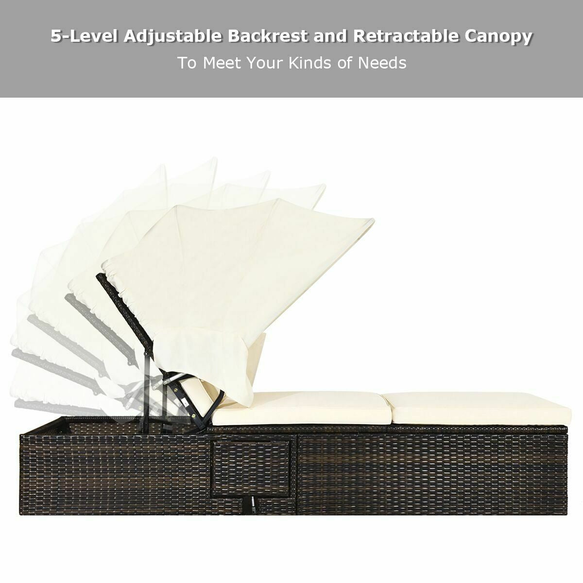 Outdoor Chaise Lounge Chair, Folding Canopy, White Outdoor Chaise Lounges at Gallery Canada