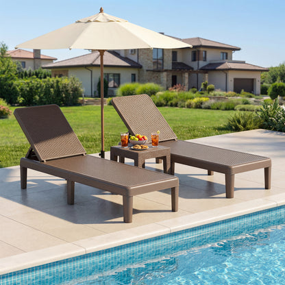 Outdoor Chaise Lounger Chair Set, Waterproof Rattan PP, Brown Outdoor Chaise Lounges at Gallery Canada