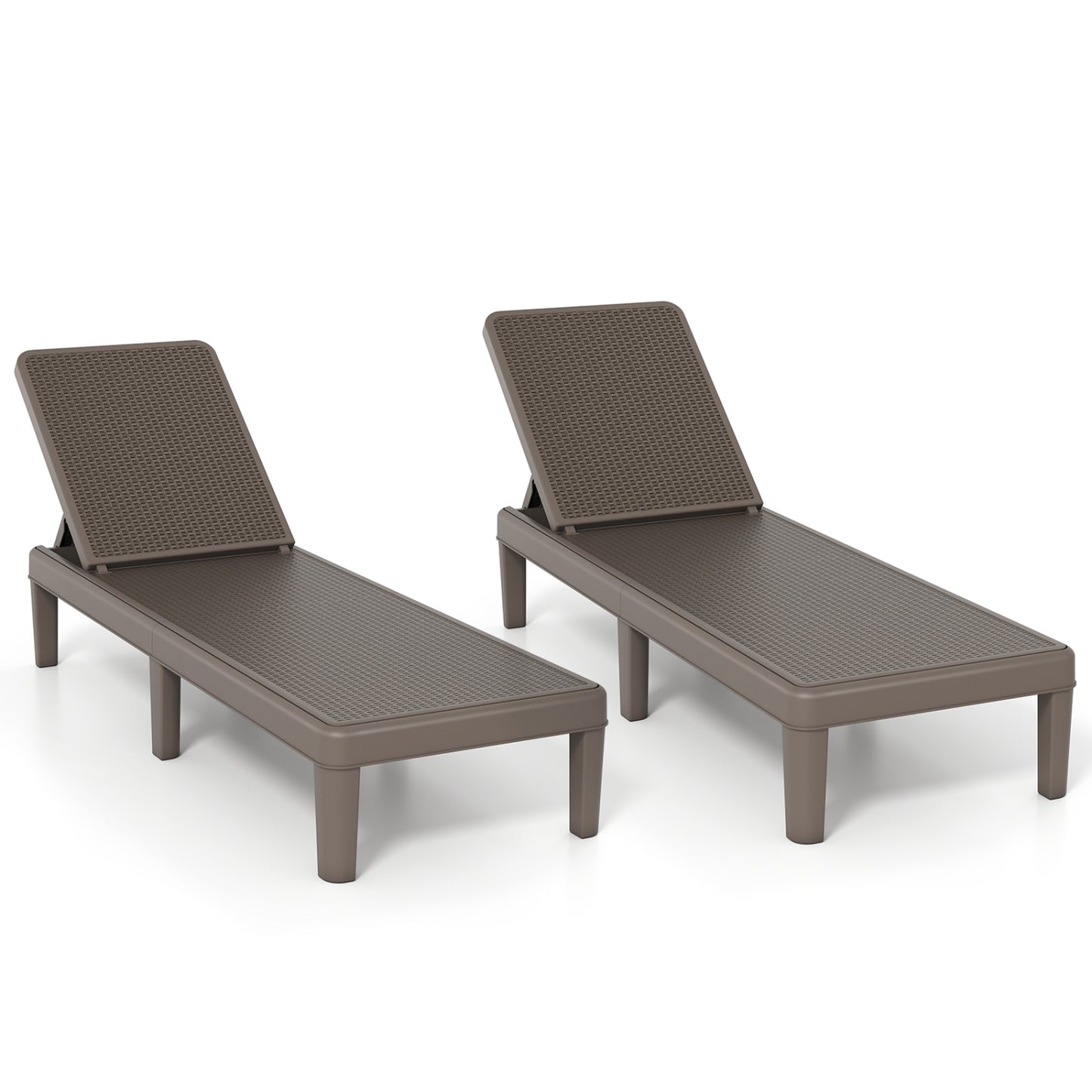 Outdoor Chaise Lounger Chair Set, Waterproof Rattan PP, Brown Outdoor Chaise Lounges Brown at Gallery Canada