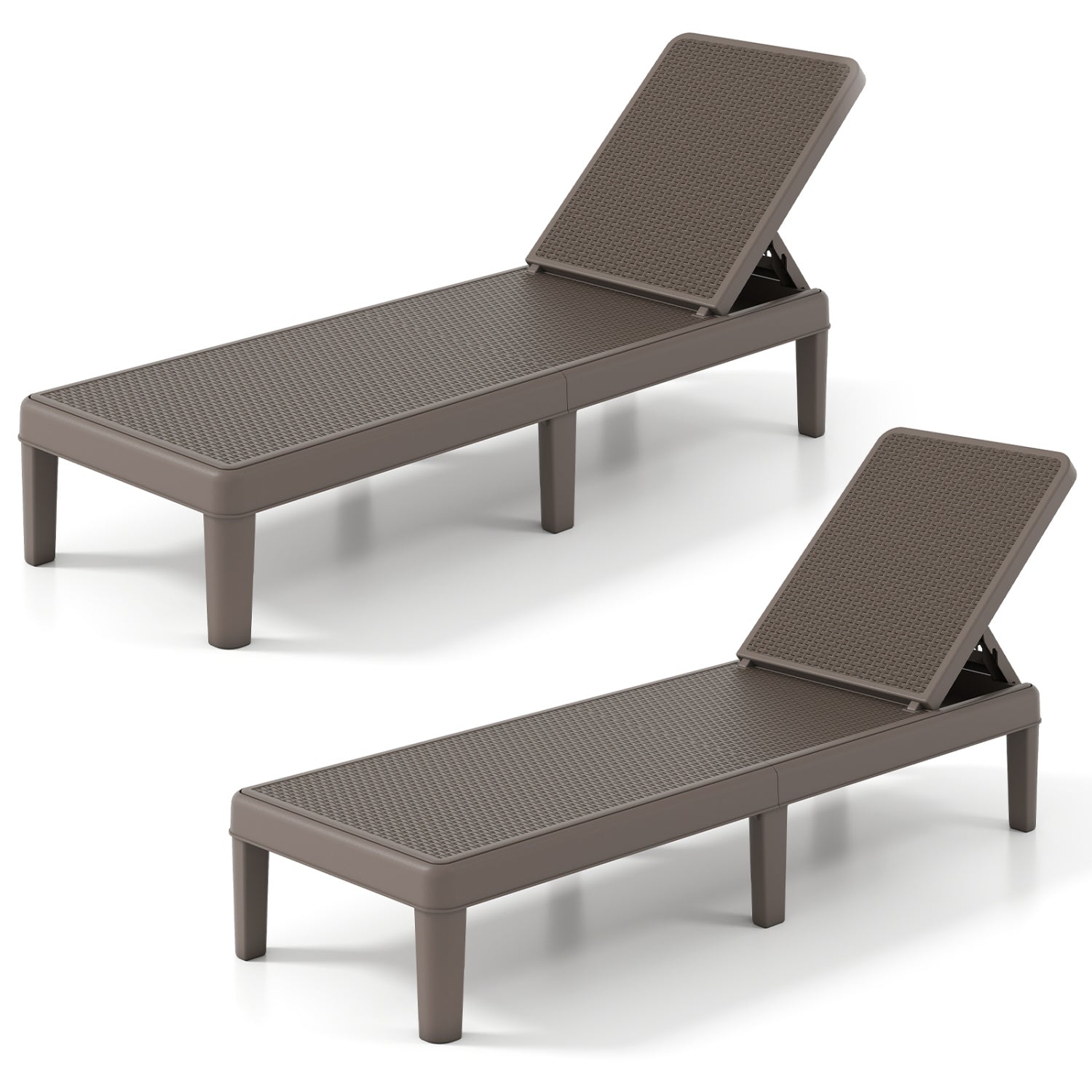 Outdoor Chaise Lounger Chair Set, Waterproof Rattan PP, Brown Outdoor Chaise Lounges at Gallery Canada
