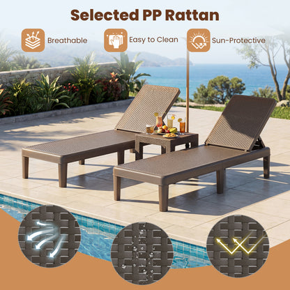Outdoor Chaise Lounger Chair Set, Waterproof Rattan PP, Brown Outdoor Chaise Lounges at Gallery Canada
