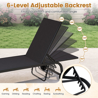 Outdoor Chaise Lounge Chair With Wheels, Metal Frame, Black Outdoor Chaise Lounges at Gallery Canada