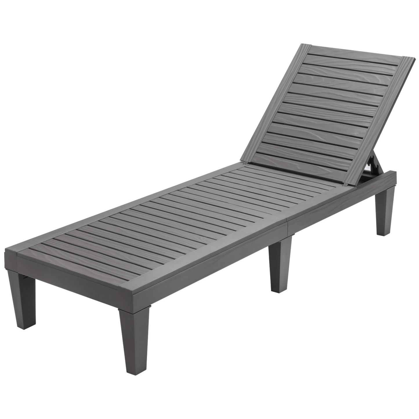 Outdoor Chaise Lounge Chair with 5 Positions Adjustable Backrest-Grey, Gray Outdoor Chaise Lounges at Gallery Canada