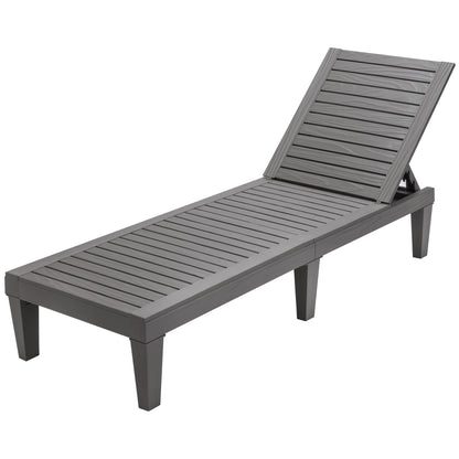 Outdoor Chaise Lounge Chair with 5 Positions Adjustable Backrest-Grey, Gray Outdoor Chaise Lounges at Gallery Canada