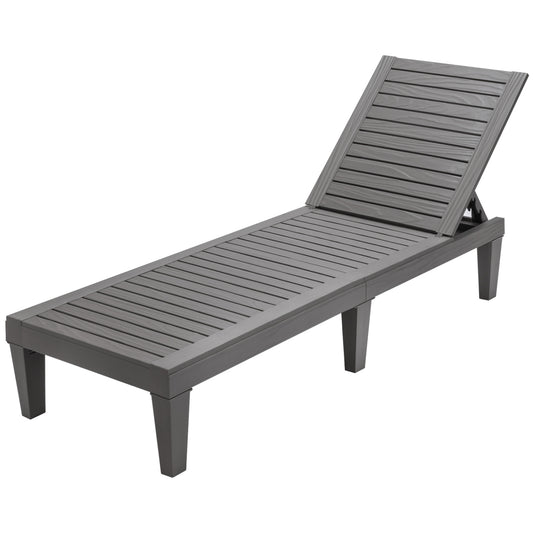 Outdoor Chaise Lounge Chair with 5 Positions Adjustable Backrest-Grey, Gray Outdoor Chaise Lounges Gray at Gallery Canada