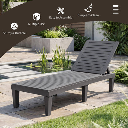 Outdoor Chaise Lounge Chair with 5 Positions Adjustable Backrest-Grey, Gray Outdoor Chaise Lounges at Gallery Canada