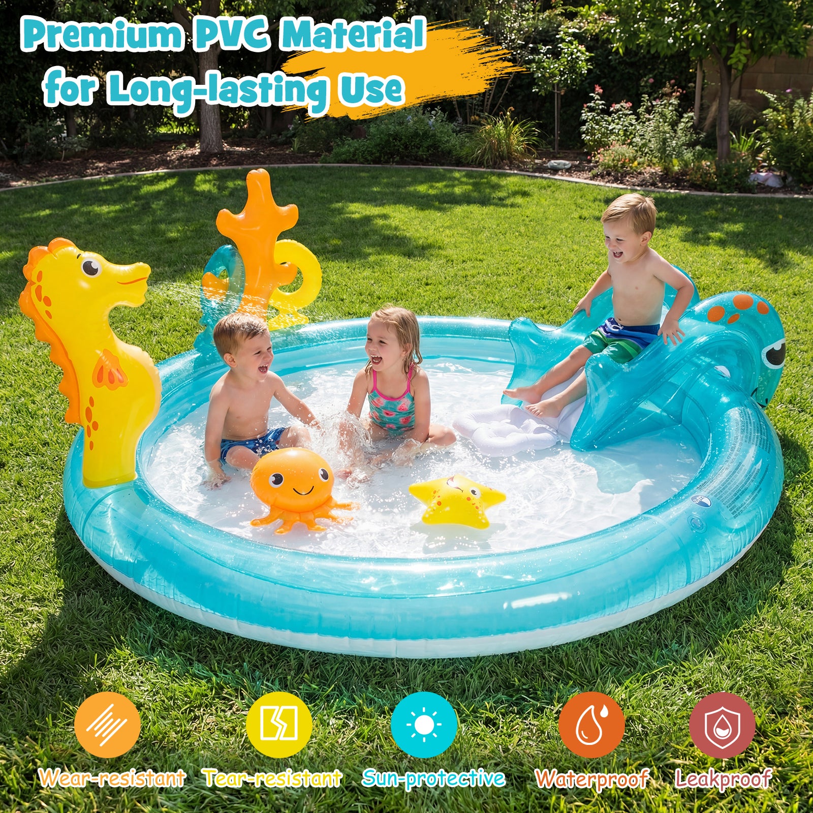 Outdoor Children Summer Water Park, Multicolor Inflatable Water Slides at Gallery Canada