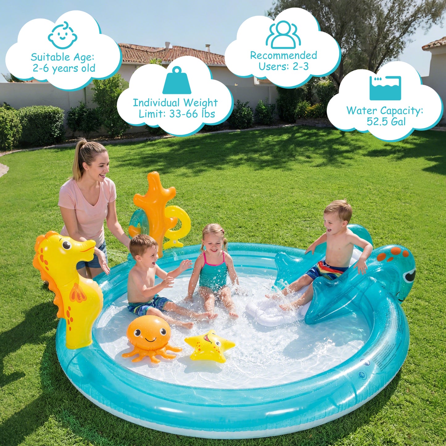 Outdoor Children Summer Water Park, Multicolor Inflatable Water Slides at Gallery Canada