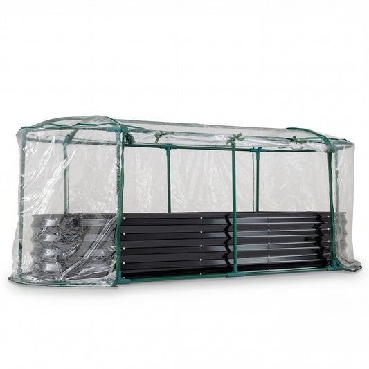 Steel Raised Garden Bed With Greenhouse Cover, Black Raised Garden Beds Black at Gallery Canada